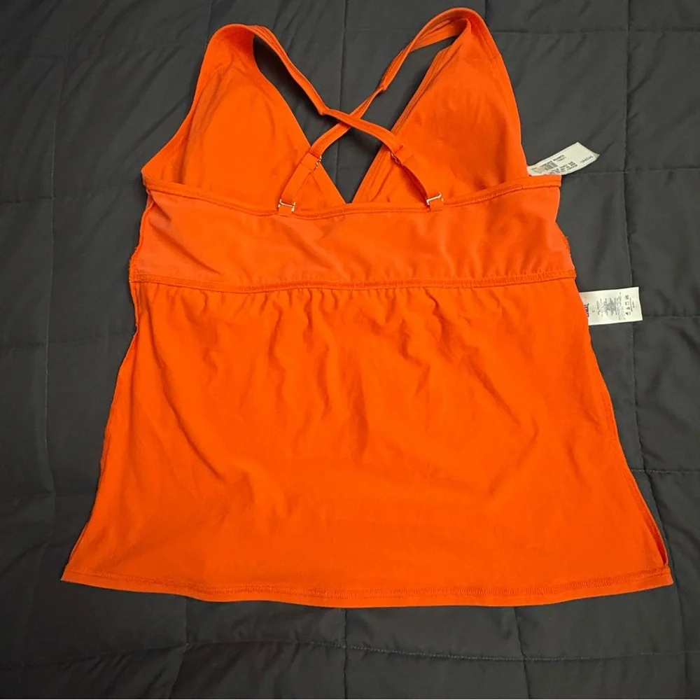 Lands' End V-Neck Plunge X Back Tankini Top - Size: Small Long - NWT